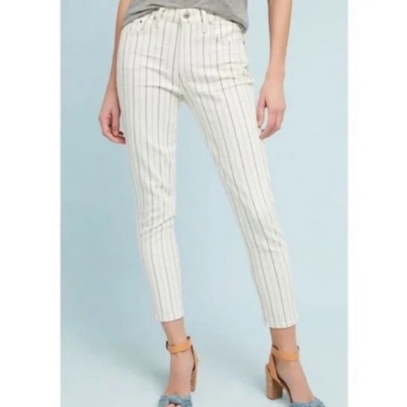 Citizens of Humanity Rocket Crop High Rise Skinny Jean's Ivory/Black Stripe NWT - Picture 7 of 14